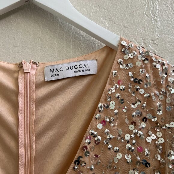 Mac Duggal Sequin Flutter Sleeve Ruffle Midi Dress - Picture 7 of 9